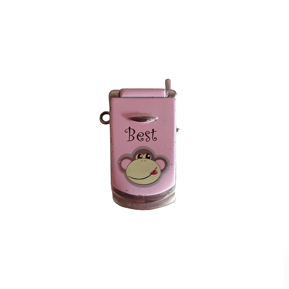 Vintage Pink cellphone digital clock keychain
